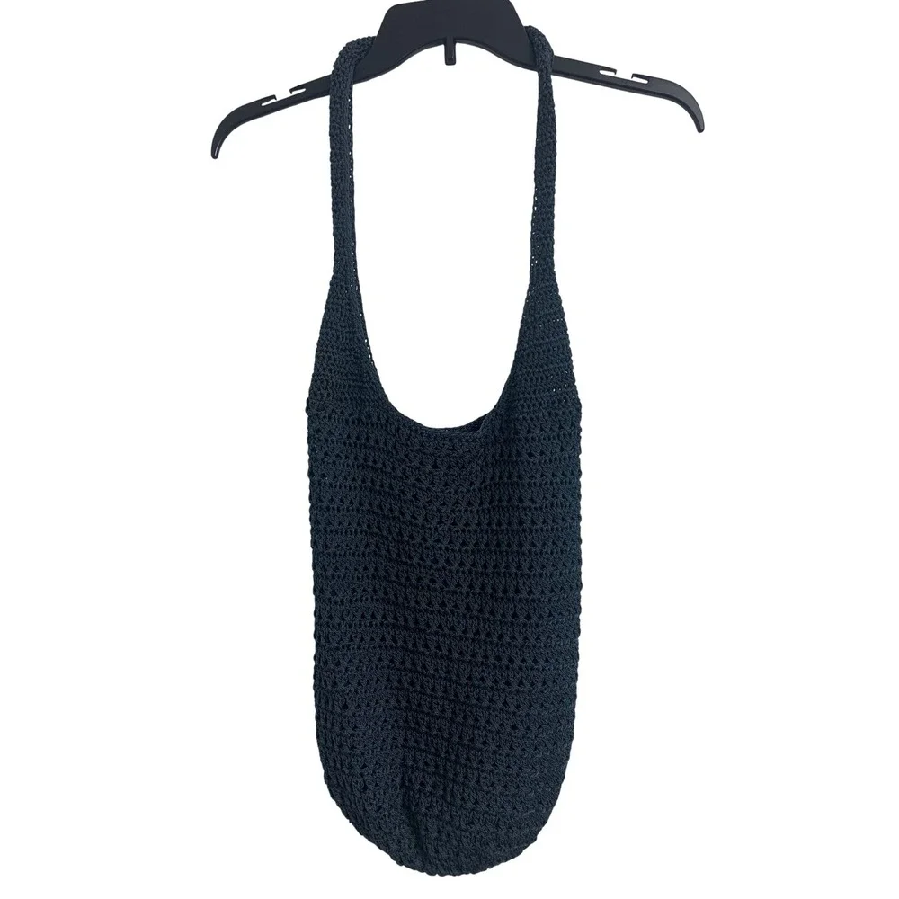 Crochet Hobo Bag Boho Knit Shoulder Tote Lined Beach Vacation